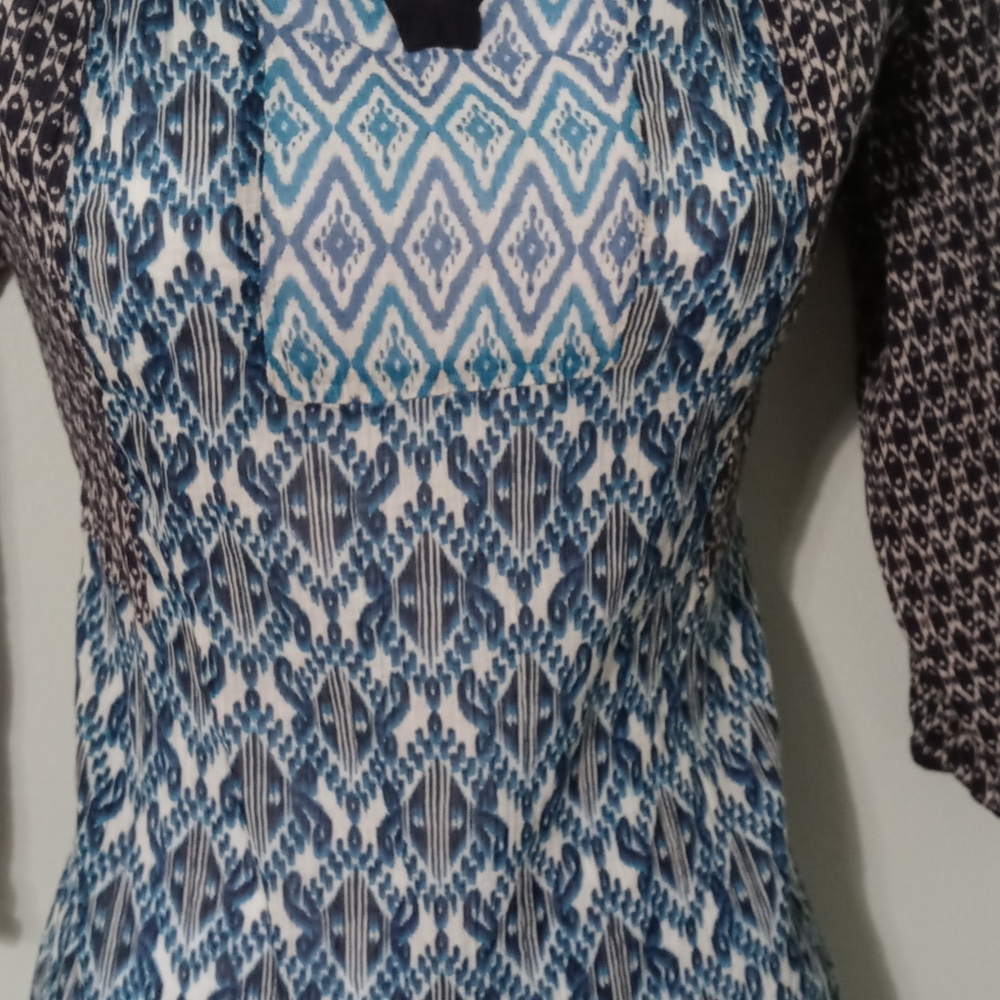 Lucky Brand Blouse Blue White‎ 100% Cotton Size Small - Picture 7 of 10